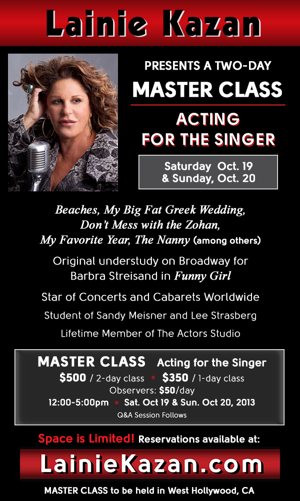 Click to view Lainie Kazan's Master Class details...